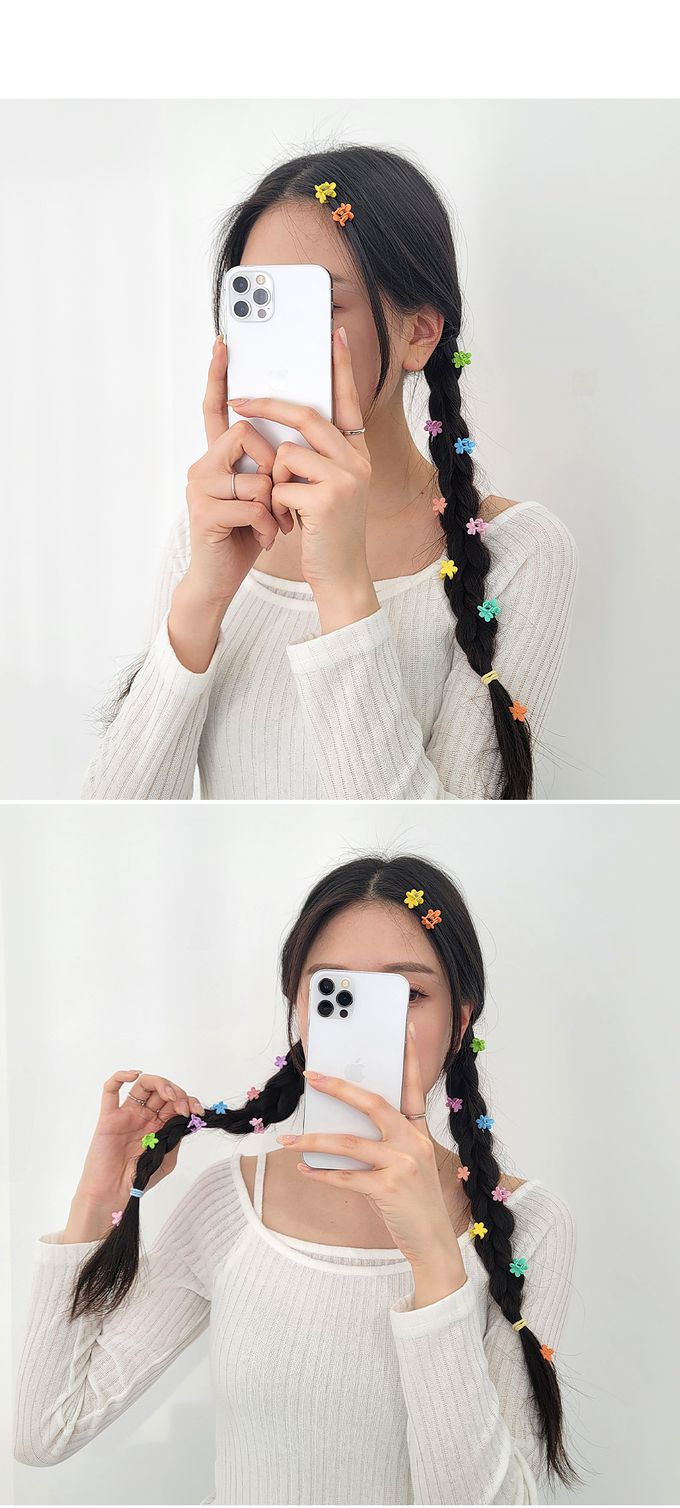 韓國 Soo&Soo - 迷你馬卡龍色小抓夾-花朵-10個一組