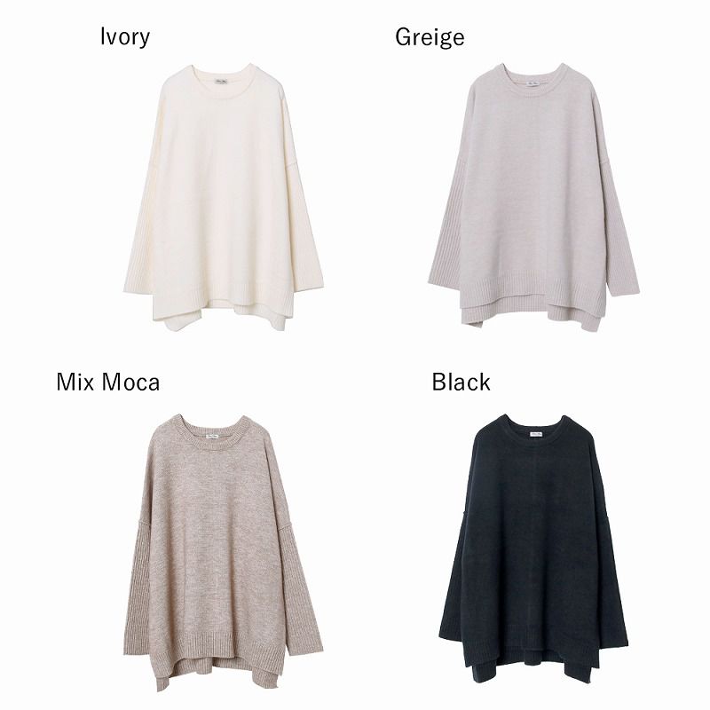 日本 Rejoule - 拼接羅紋針織上衣-灰杏 (M(Free size))