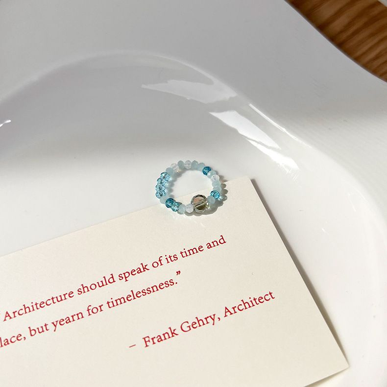 輕奢串珠水晶項鍊-藍色 (41cm)