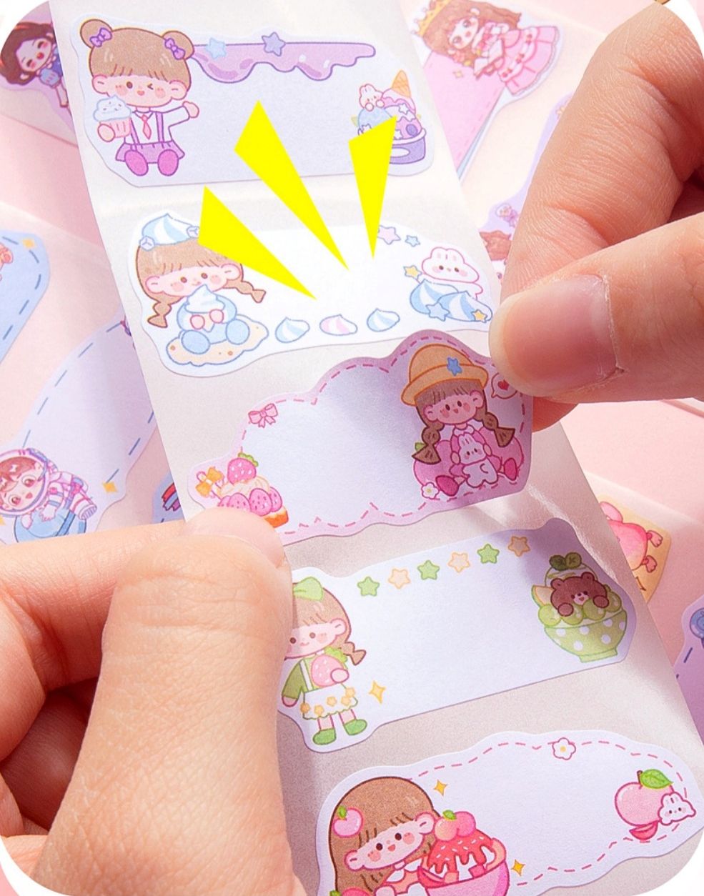 卡通人物卷卷姓名貼/標籤貼-宇宙探險家-藍色