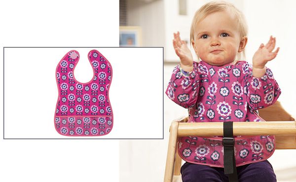 英國 JoJo Maman BeBe - 無袖圍兜-桃紅花 (單一尺寸)