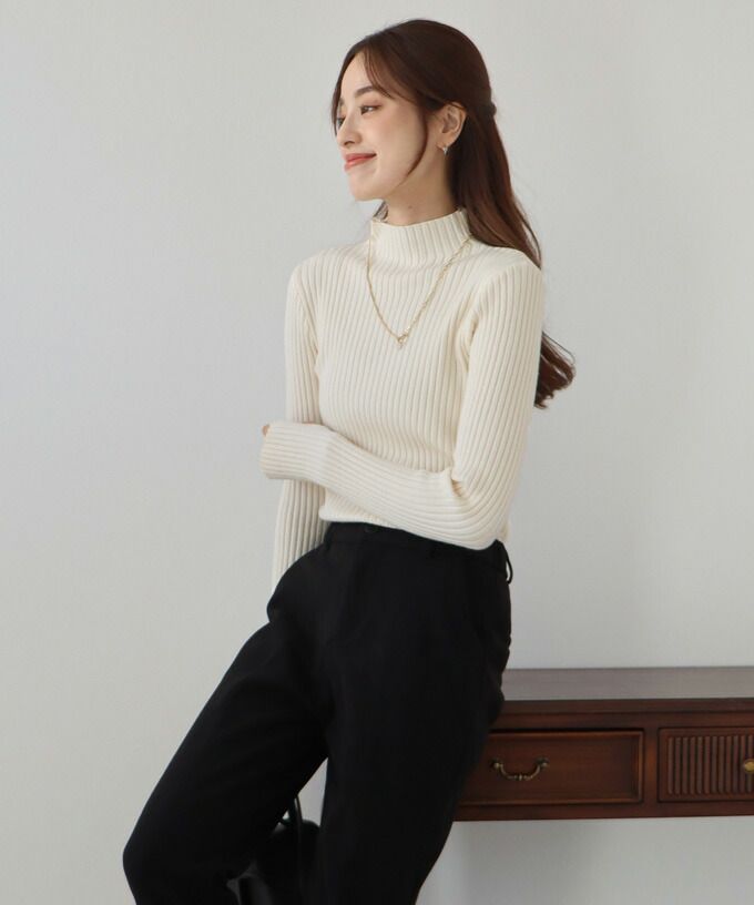 日本 BLUE EAST - 小立領坑條針織上衣-果實紅