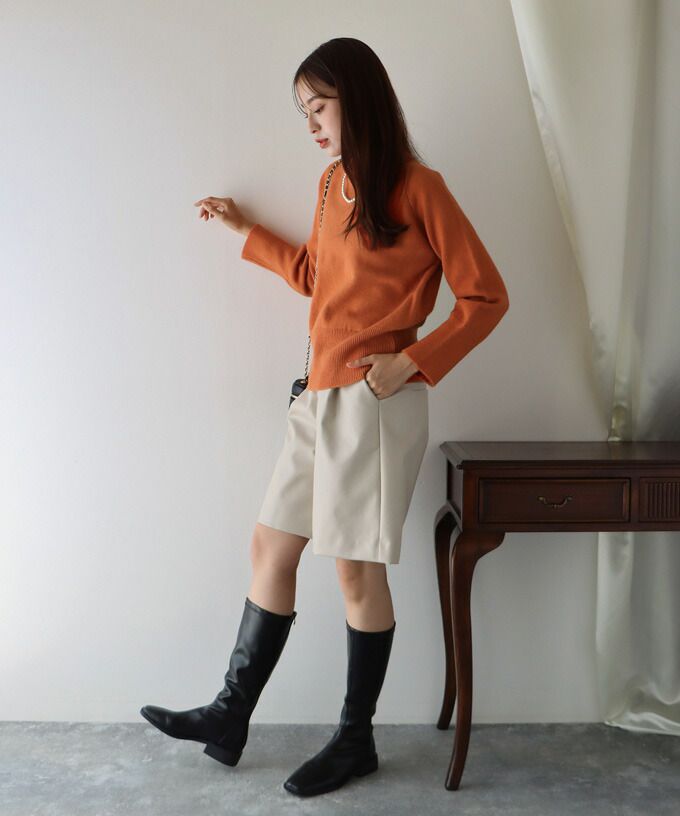 日本 BLUE EAST - 優雅立領針織上衣-草綠