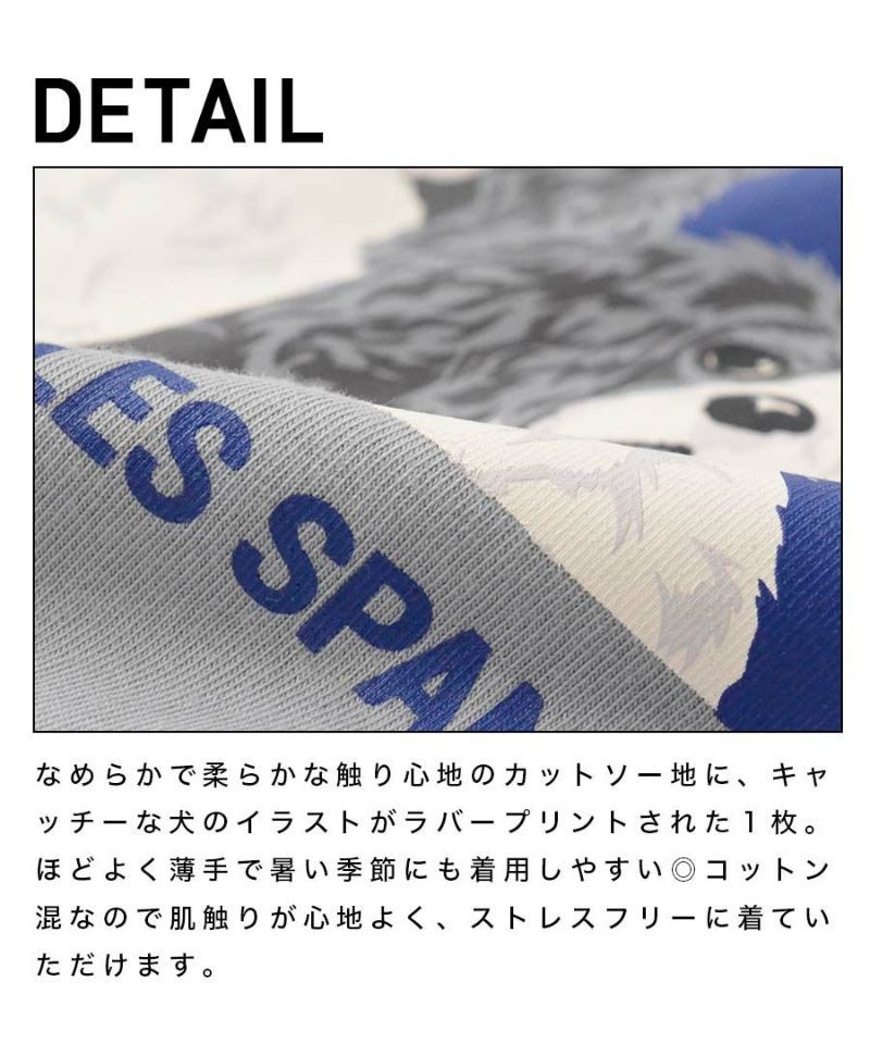 日本 zootie - 棉混落肩狗狗印花短T-白