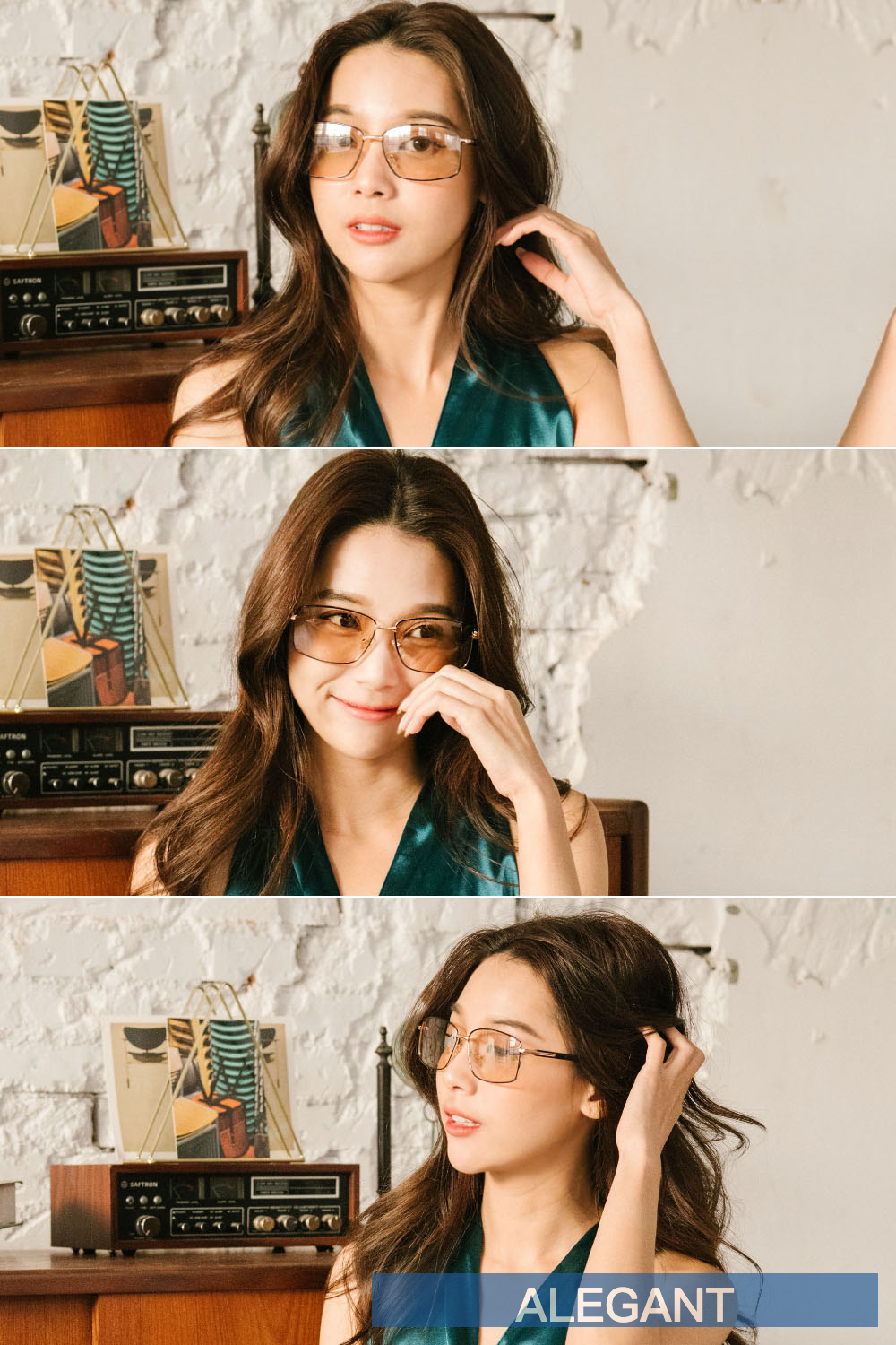 ALEGANT - 風格質感冰茶黃感光變色夜視防眩光金框寶麗來偏光太陽眼鏡│UV400太陽眼鏡全天候適用