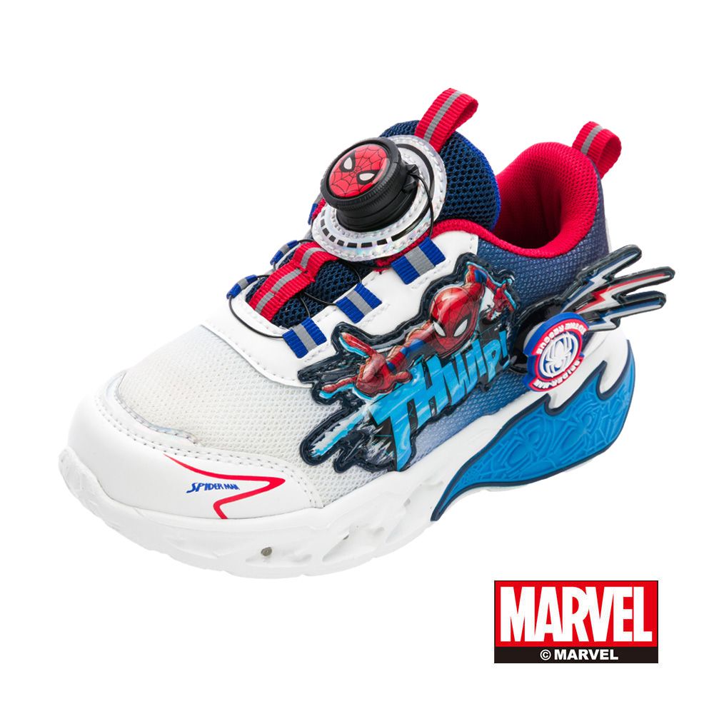 蜘蛛人 童鞋 輕量旋轉扣電燈運動鞋 MNKX55149-靈活輕量大底-白藍-(中大童段)