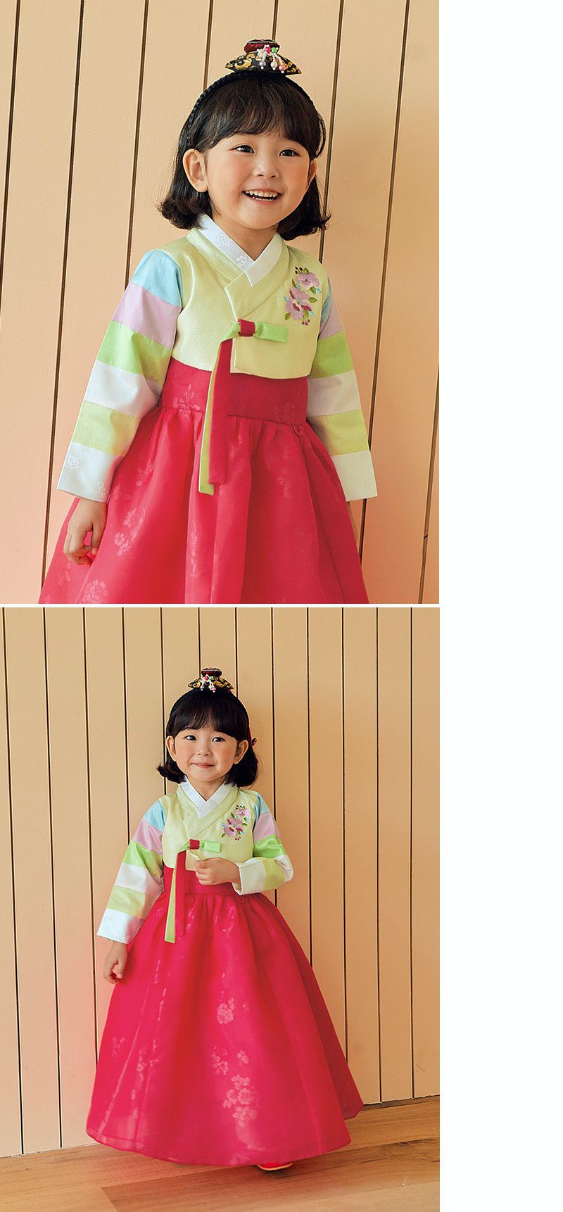 韓國 yedam - 女寶韓服-淺黃X紅-不含頭飾