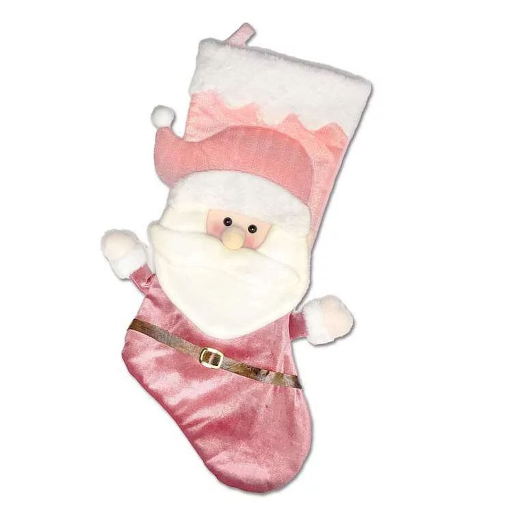 MODACore 摩達客 - 耶誕-夢幻聖誕老公公絨布粉紅聖誕襪