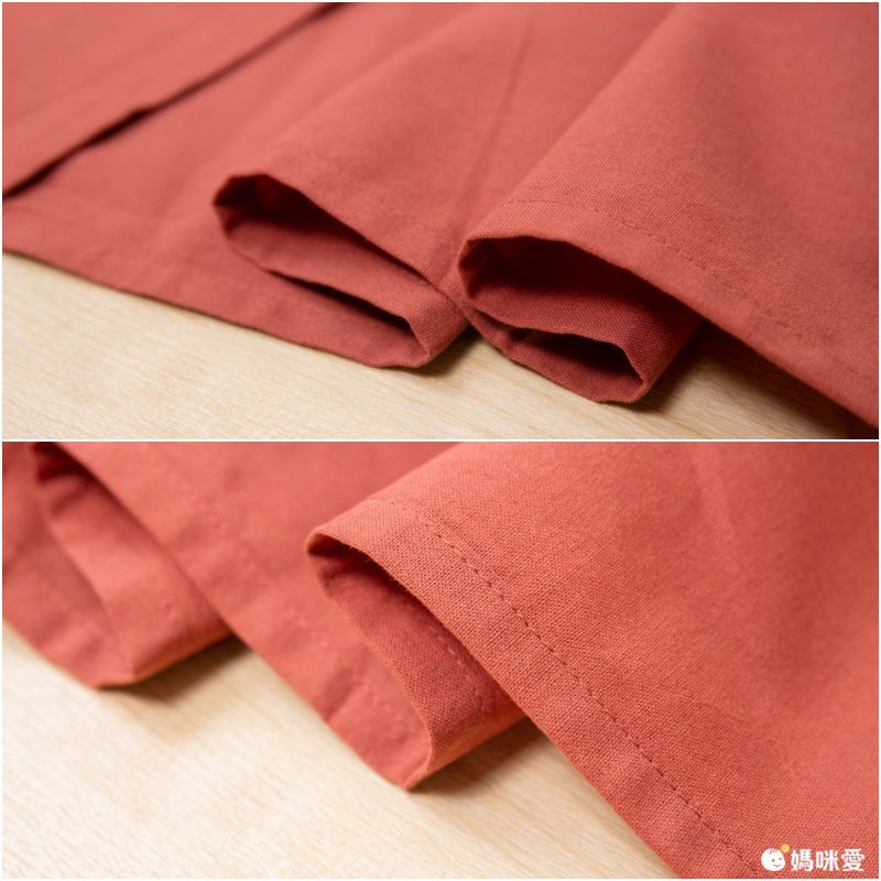 北歐文藝棉麻百褶圍裙-防水款-紅棕色 (成人款)