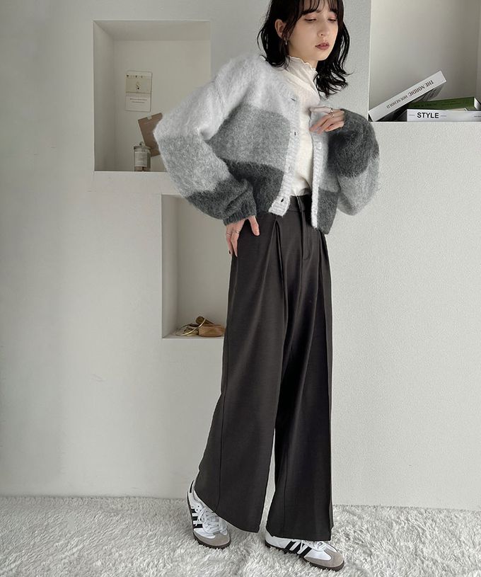 日本 Classical Elf - mily bilet 漸層毛海2way短版開襟衫-米杏色系