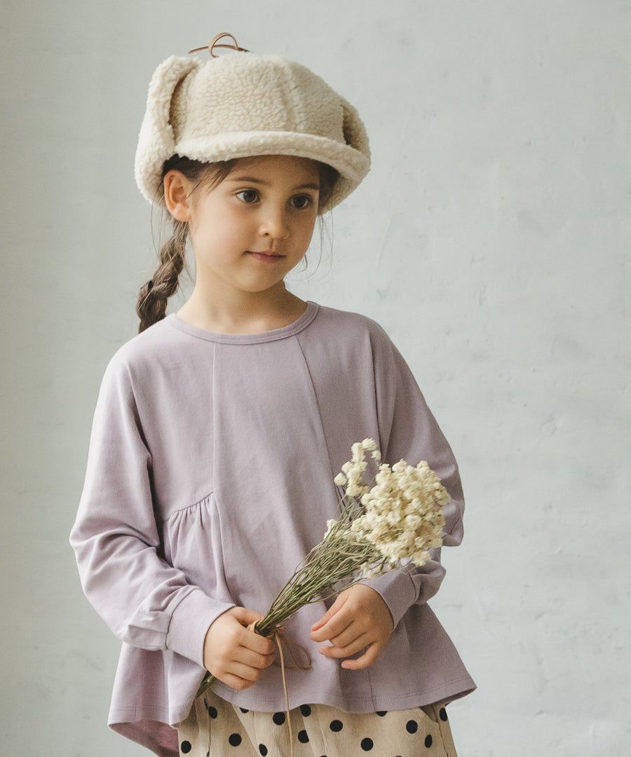 日本 PAIRMANON - 前短後長荷葉擺長袖上衣-薰衣草