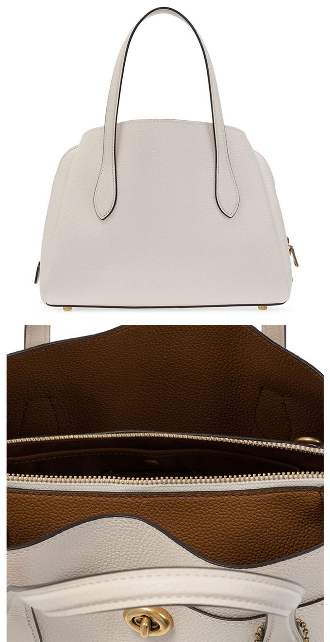 COACH - 素面皮革貝殼包 (白)