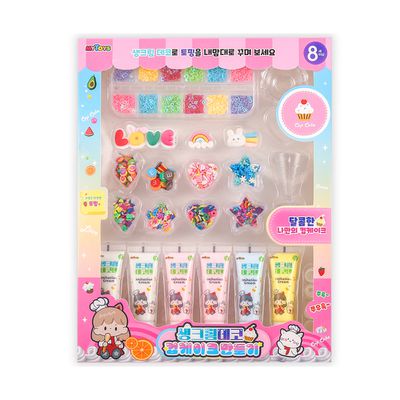 韓國MYTOYS - 奶油膠杯子蛋糕DIY寶盒32件組-●奶油膠*6●蛋糕容器*3●亮片*12小配件*11