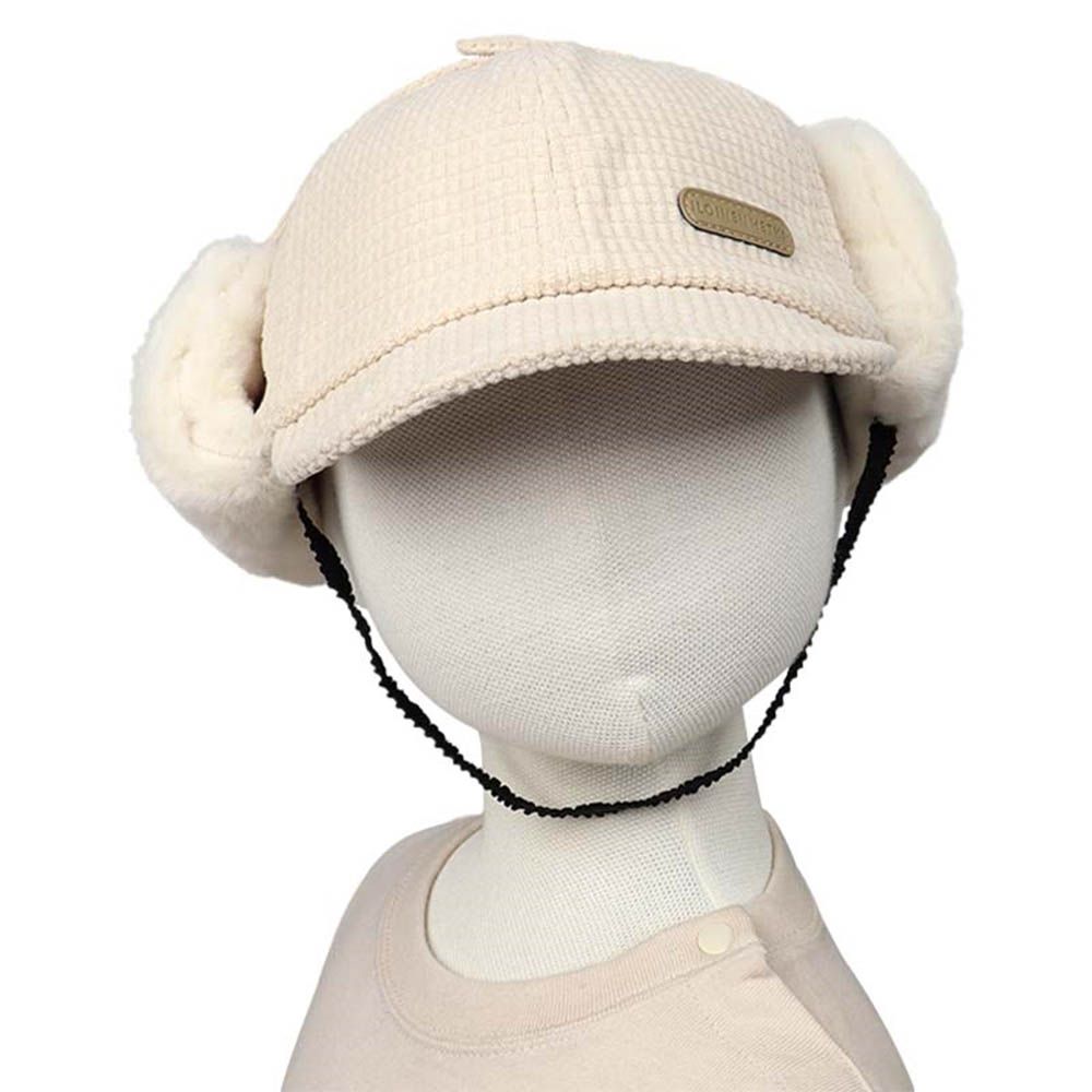 飛行帽-華夫格 燈心絨-象牙白色