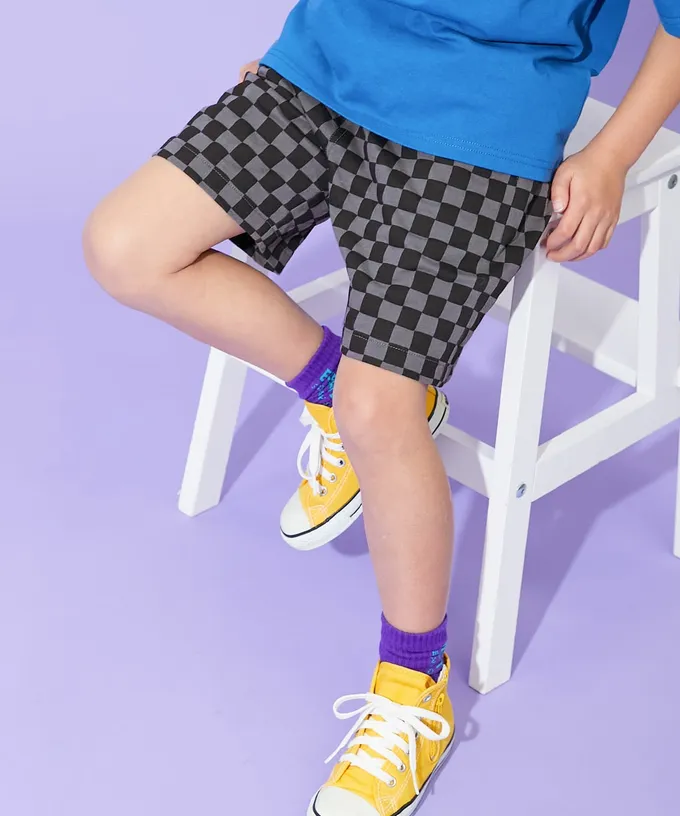 日本 devirock - 夏日印花純棉寬版短褲-BUZZ-黑