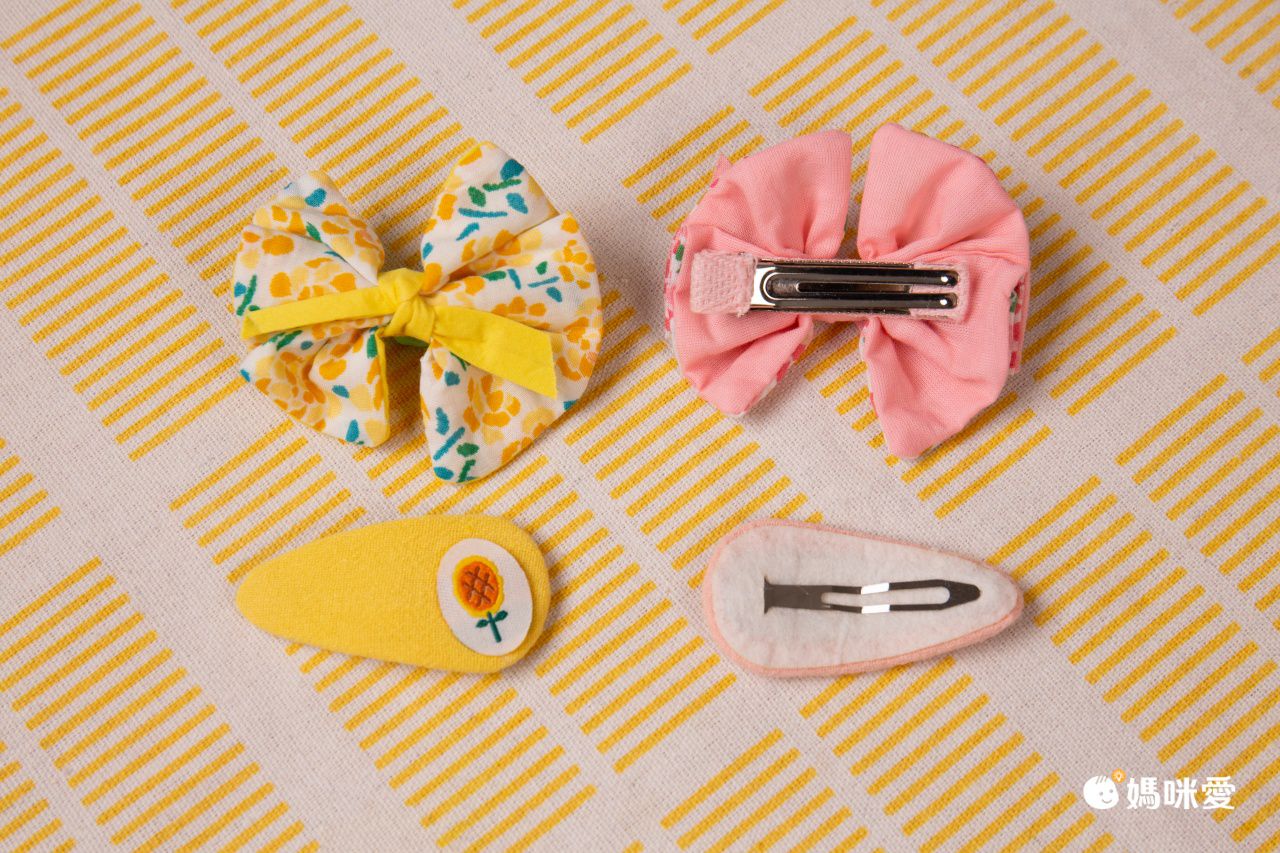 甜美印花布藝髮夾2件組-小花-粉色