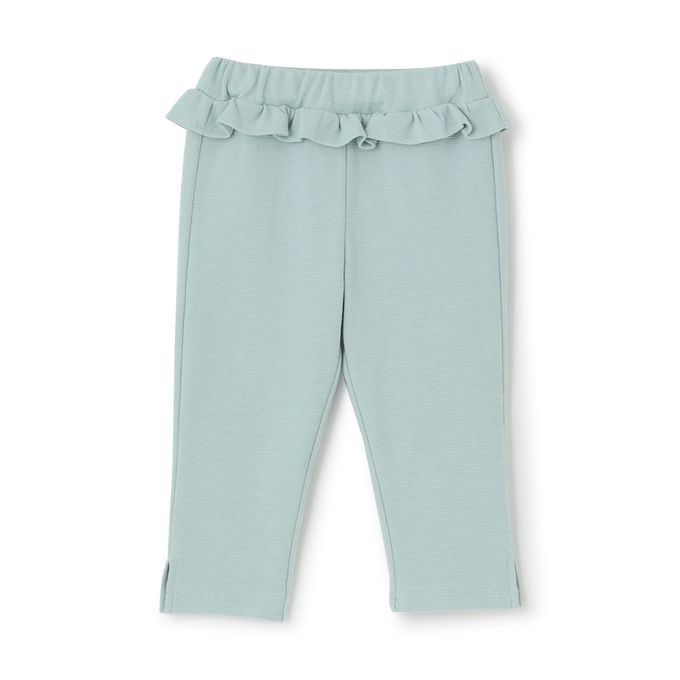 日本 Lycee mine - 腰間QQ荷葉百搭好動七分褲-青翠綠