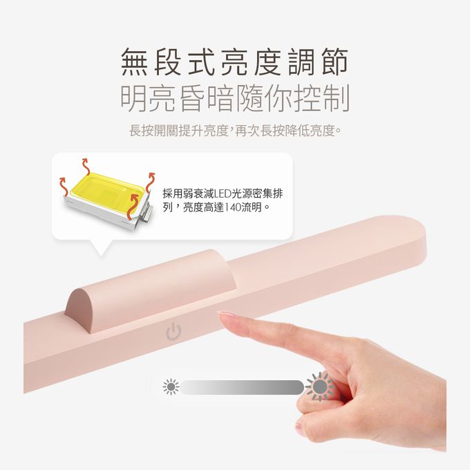 Muigic沐居 - VN004 高質感USB充電磁吸式護眼檯燈 (粉)