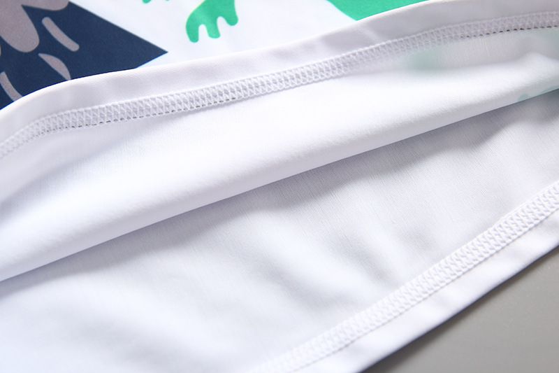 男寶長袖泳裝套裝(附帽子)-快樂恐龍-紅+白+藍