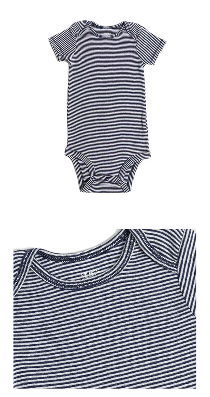 美國 Carter's - 橄欖球刺繡+橫條紋短袖包屁衣2件組 (18 M)