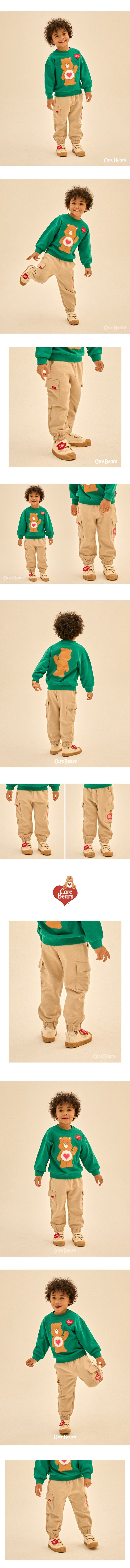 韓國 Care Bears - 鬆緊腰側邊口袋內磨毛長褲-卡其