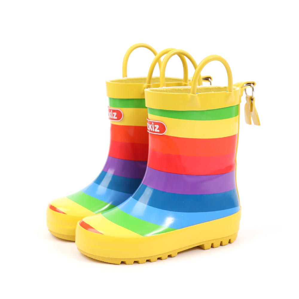 韓國 OZKIZ - 兒童橡膠防滑刻紋雨鞋-彩虹