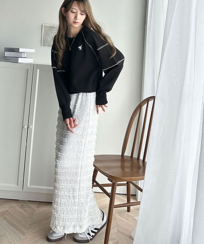 日本 Classical Elf - 線條感logo厚磅針織長袖上衣-灰