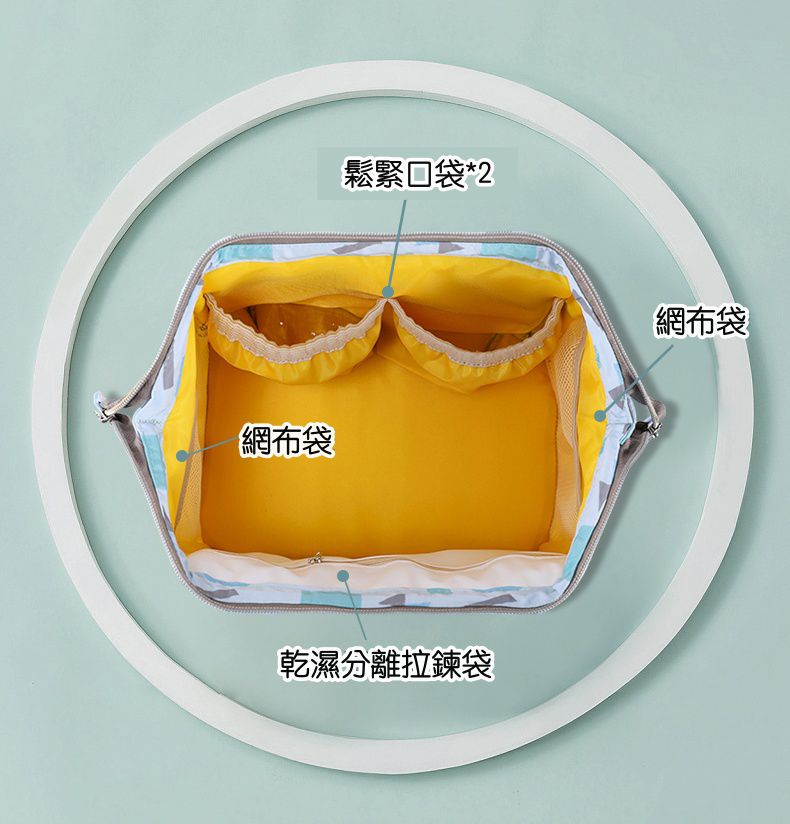 卡通人物防水手提包/媽媽包-幾何米奇-藍色 (24x26x17cm)