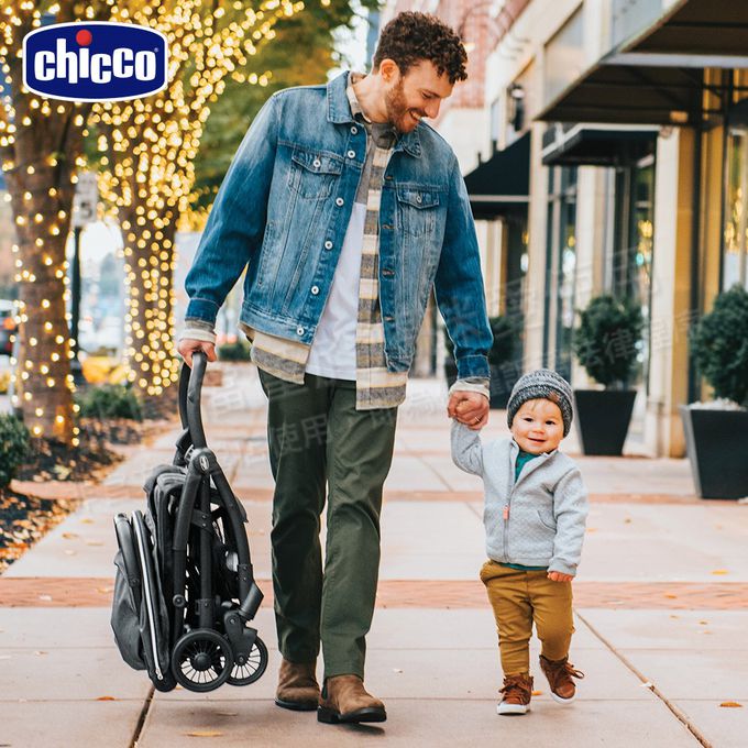 義大利 chicco - PRESTO魔術瞬收手推車-石墨黑