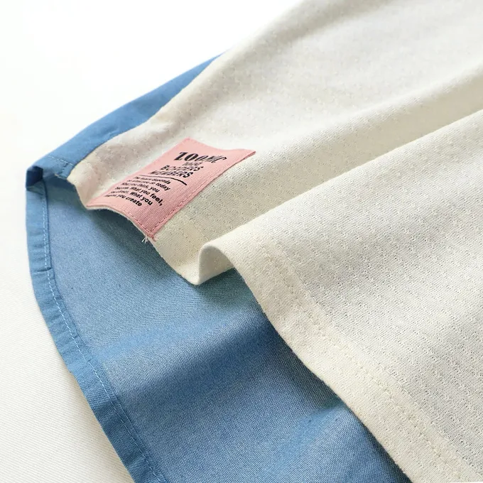 日本 ZOOLAND - 丹寧風小熊長袖上衣-帥氣刷破口袋-白