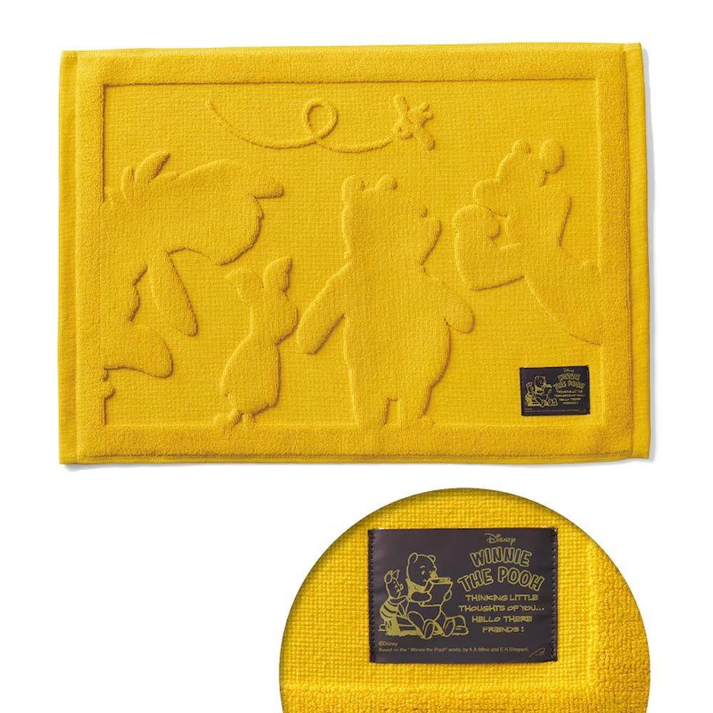 日本千趣會 - 迪士尼 100%棉吸水腳踏墊-小熊維尼-蜂蜜黃 (43×60cm)