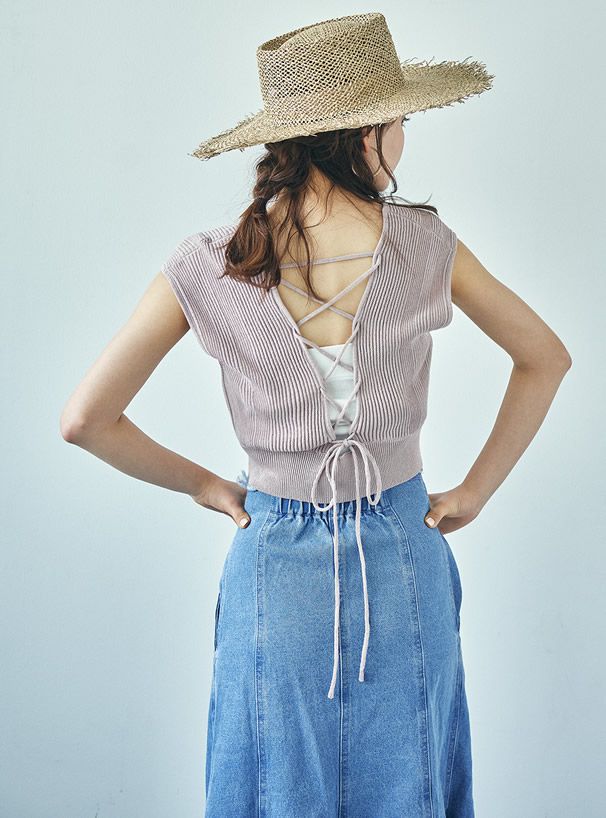 日本 GRL - 交叉綁帶穿搭無袖背心-杏