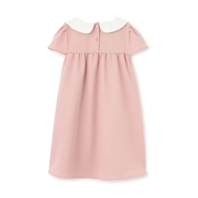 日本 Lycee mine - 優雅正式感圓領胸前緞帶短袖洋裝-粉紅