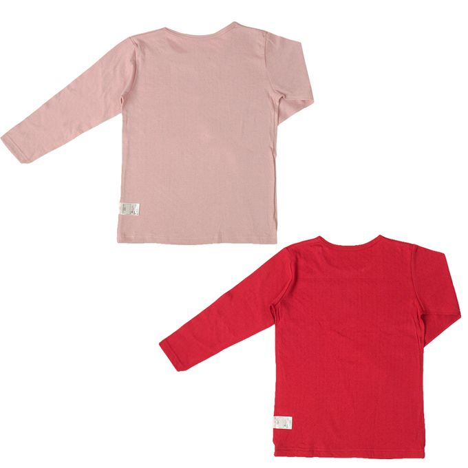 akachan honpo - 長袖圓領上衣2件組-蓬鬆棉 公主&香水-紅色