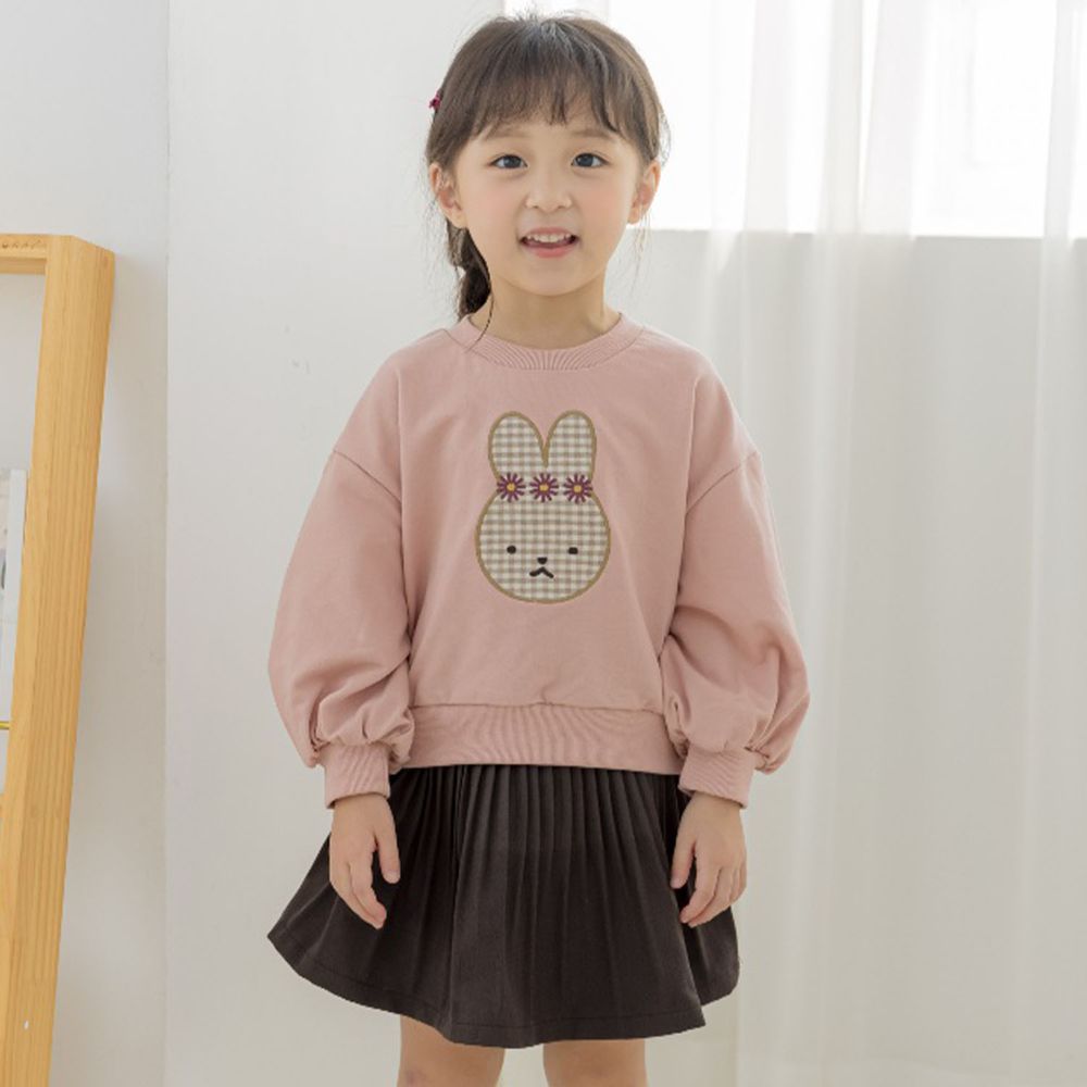 韓國 Orange Mom - (現省$50)可愛兔兔套裝-淺杏上衣X粉紫裙