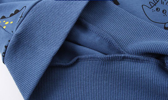 WELLKIDS - 圓領寬鬆運動服套裝-恐龍散步-杏+灰