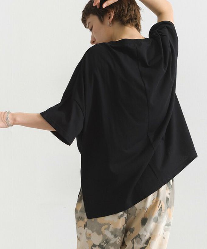 日本 le colis - 接觸冷感 金銀箔方塊印花T恤-黑