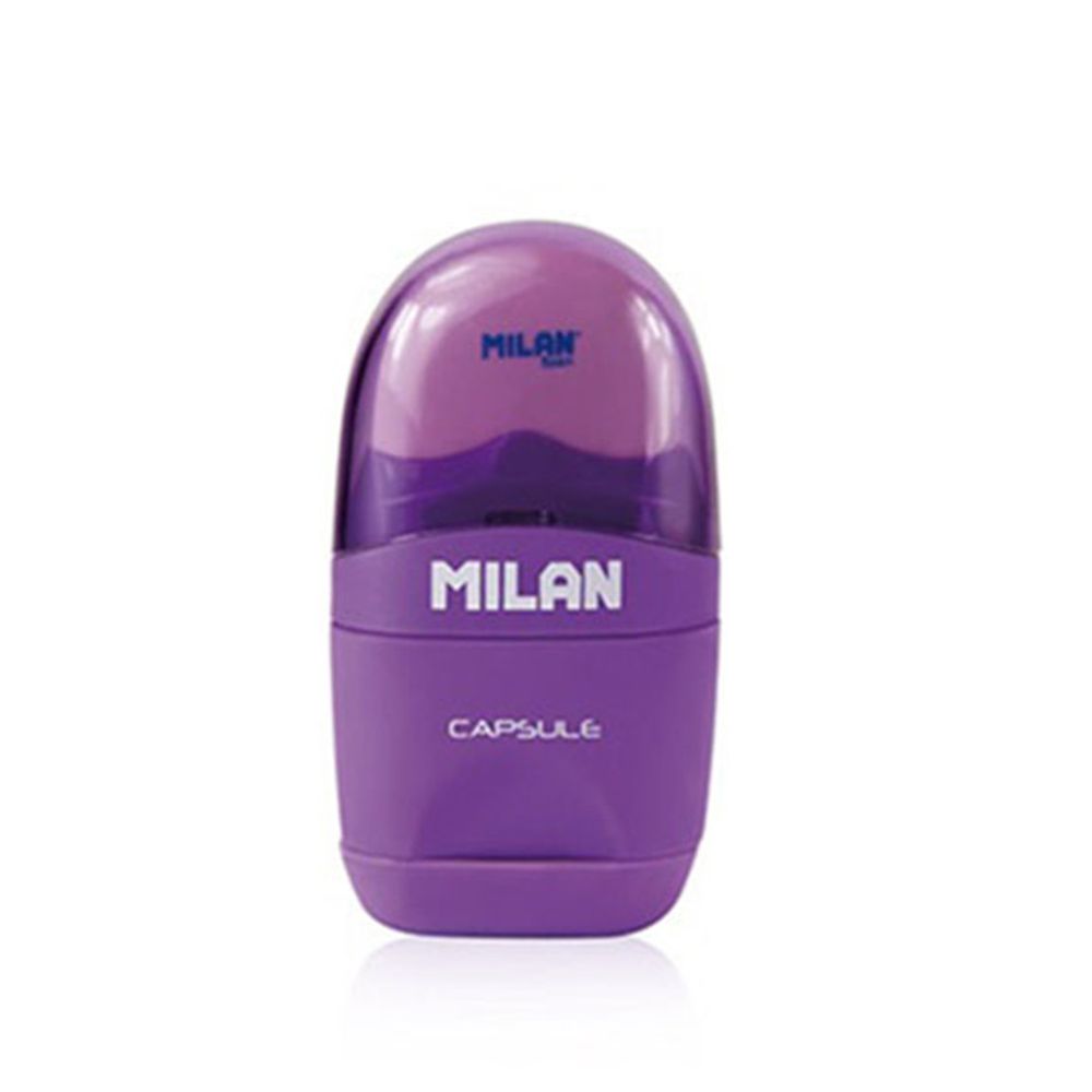 MILAN - 太空膠囊橡皮擦+削筆器_螢光系列_神秘紫