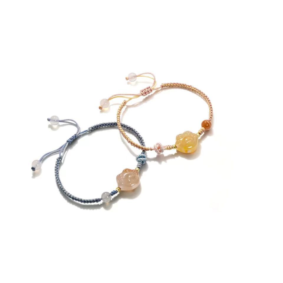 手工編織櫻花瑪瑙手鏈-男款