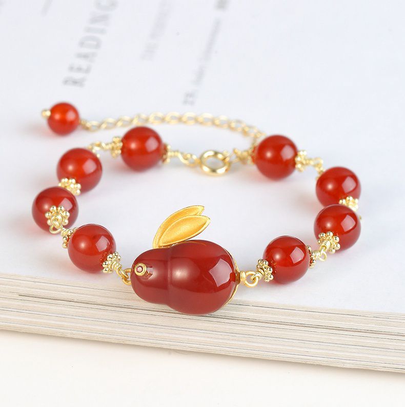 8mm天然和田玉玉兔手鍊-尾鏈款 (13-18cm)