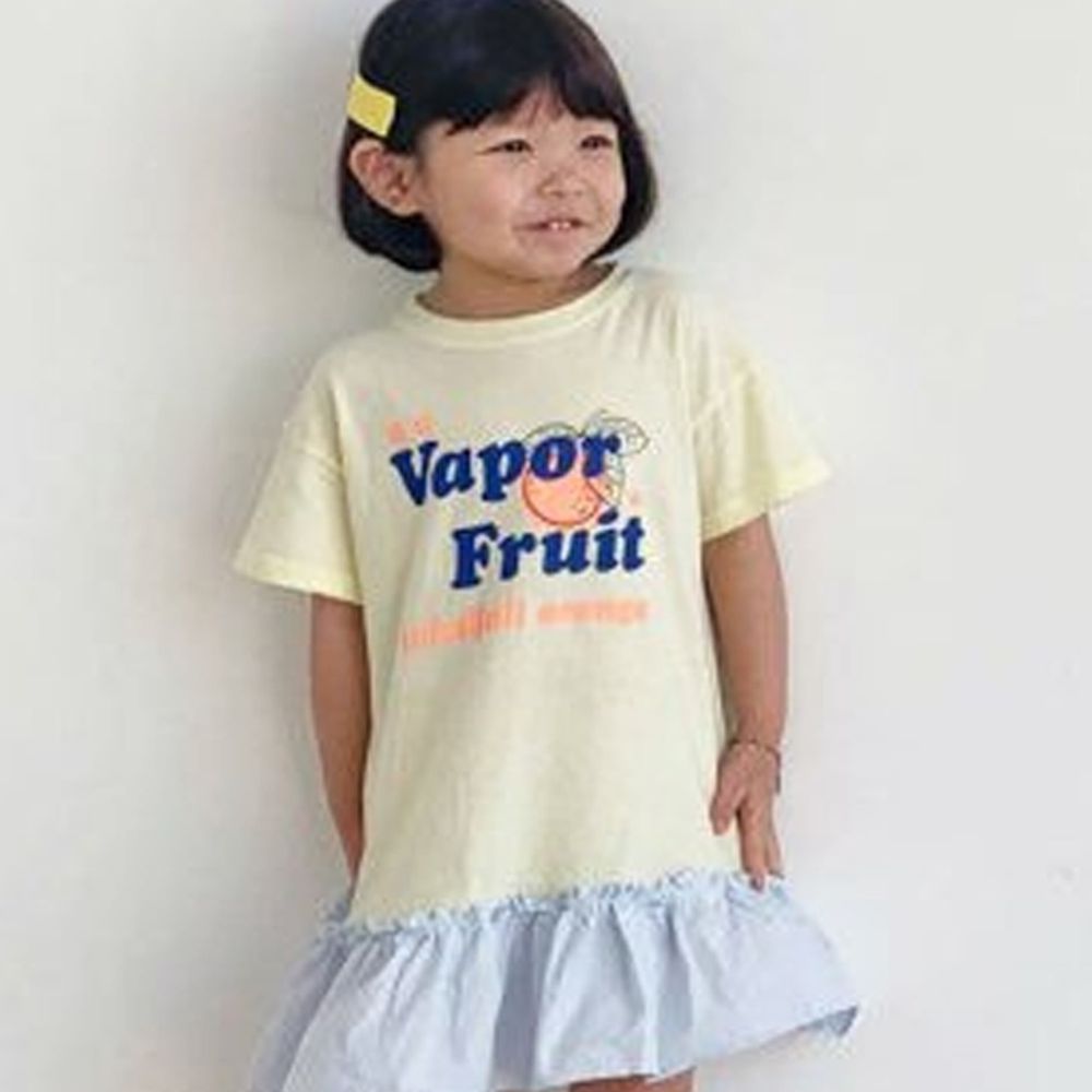 韓國 PINK151 - 水果雙色拼接洋裝-黃