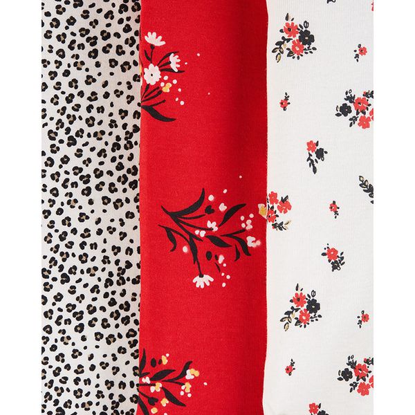 美國 Carter's - 嬰幼兒長袖包屁衣四件組-紅色花園