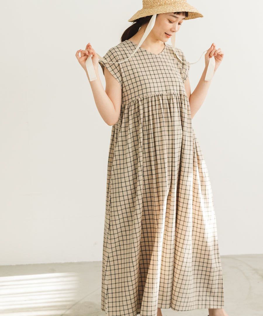 日本 PAIRMANON - 前後兩穿寬鬆短袖洋裝(媽媽)-素色-墨綠 (FREE)