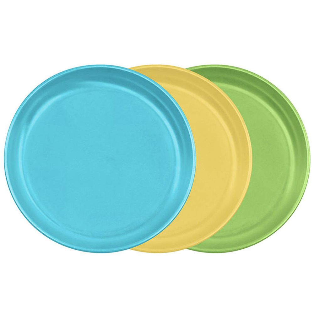 美國 green sprouts 小綠芽 - 學習餐具/外出攜帶食物盤3入組-水藍組