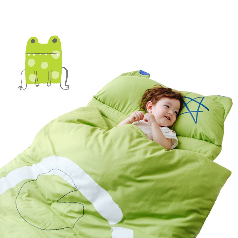 韓國Daby - 【2020年新款】大怪獸兒童睡袋+帆布收納袋-青蛙Frogy(綠色)