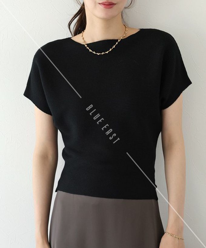 日本 BLUE EAST - 美型修身柔軟羅紋蝙蝠袖上衣-灰