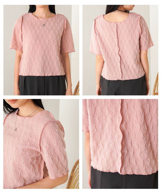 日本 Bab - 前後穿清爽皺褶短袖上衣-象牙白