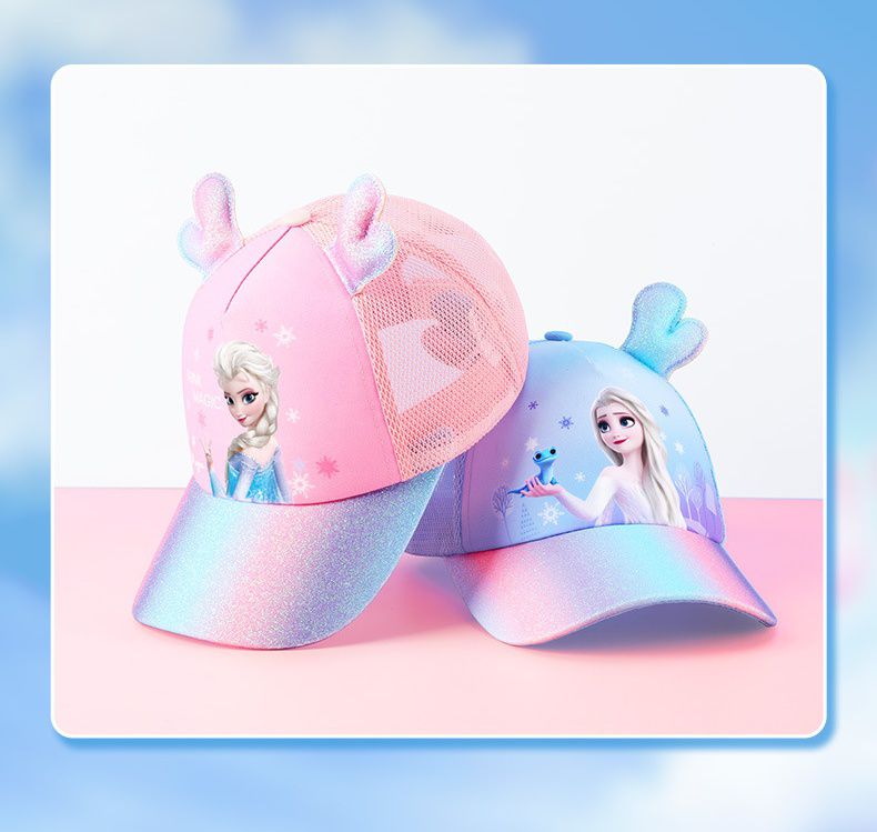 卡通公主兒童棒球帽-艾莎-鹿角款-粉色 (50-54cm)