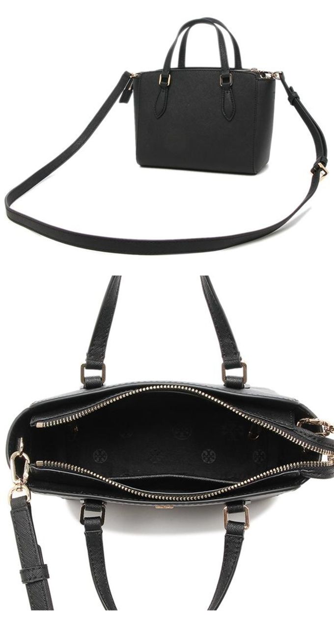 Tory Burch - 雙T-LOGO素面皮革兩用包 (黑)