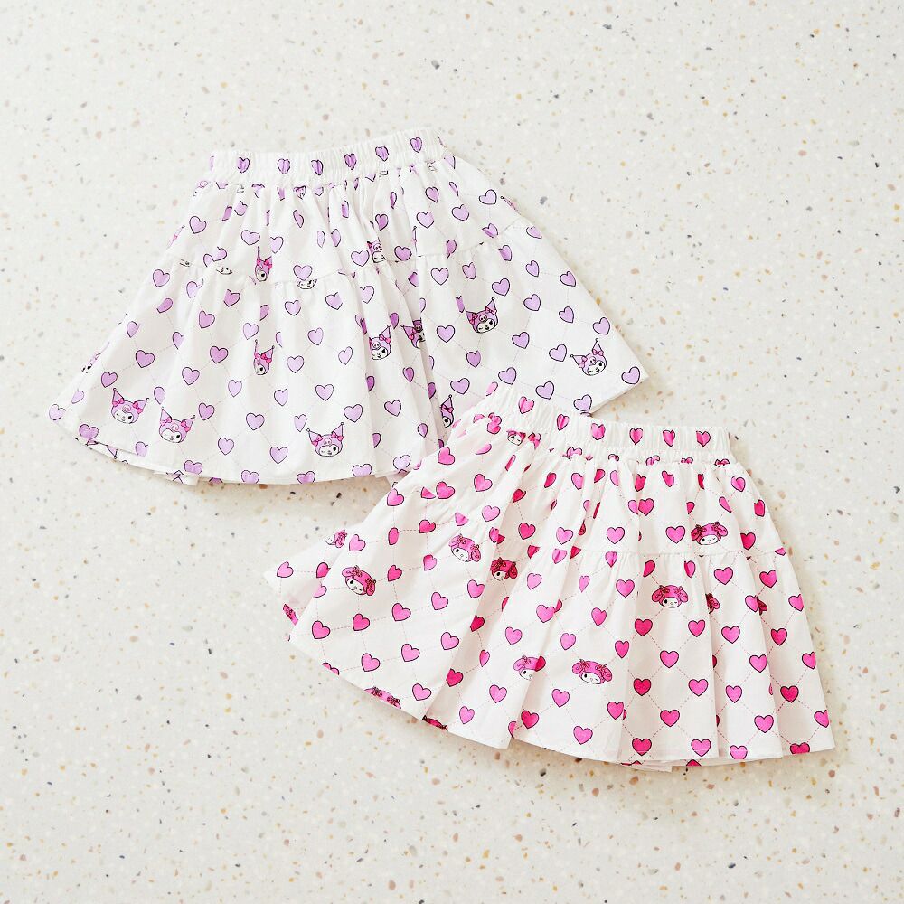 日本 ma lalumiere store - 三麗鷗聯名 甜美愛心印花褲裙-美樂蒂-粉紅